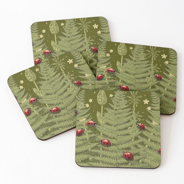 Item preview, Red Ladybugs in a Microcosm of Green Leaves designed and sold by M-Y-A-R-T-.