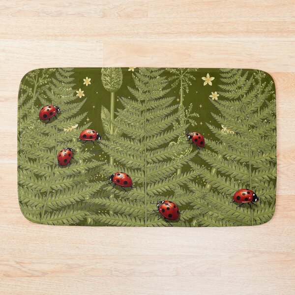 Item preview, Red Ladybugs in a Microcosm of Green Leaves designed and sold by M-Y-A-R-T-.