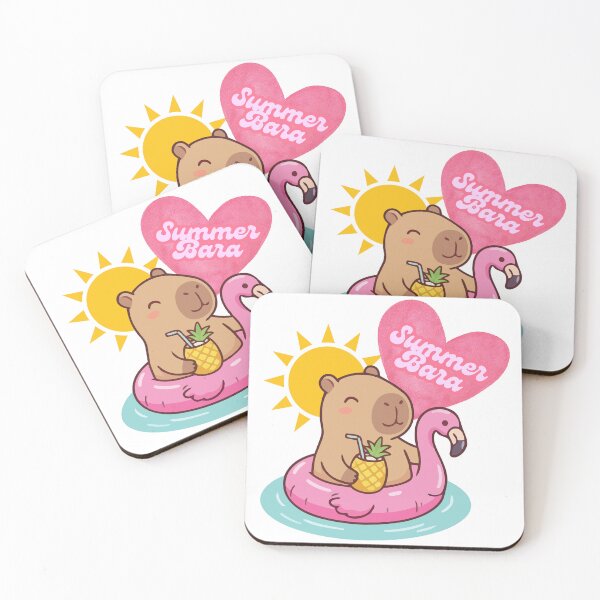 Item preview, Cute Summer Capybara Kawaii Flamingo Float designed and sold by trelykreativ.