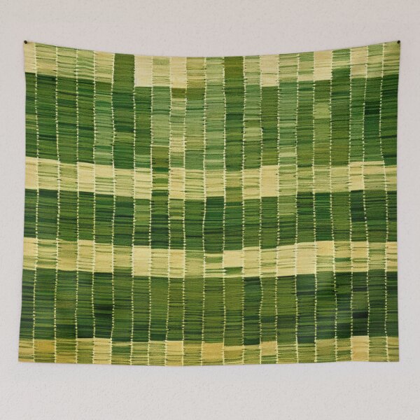 Item preview, Moroccan Handmade Carpet with Green Vertical Striped Pattern designed and sold by GrinGalore.