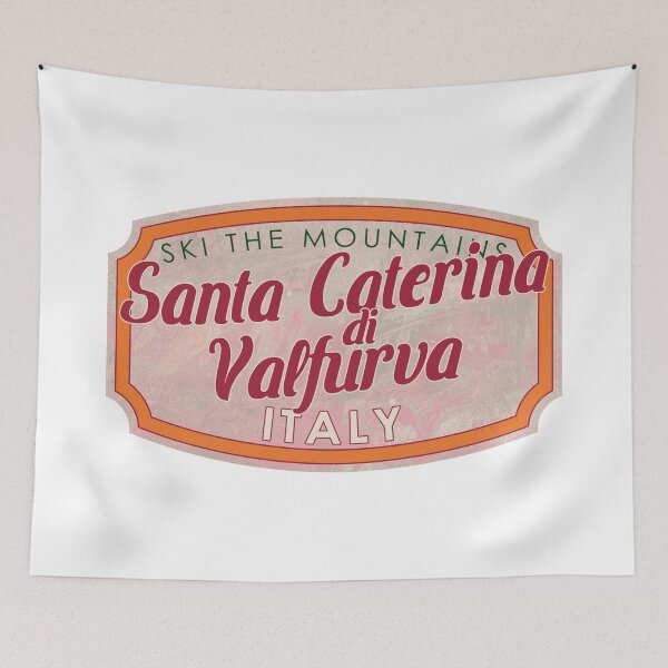 Item preview, Santa Caterina di Valfurva, Italy, Valfurva, Ski, textured skiing badge designed and sold by Wanderful-roads.