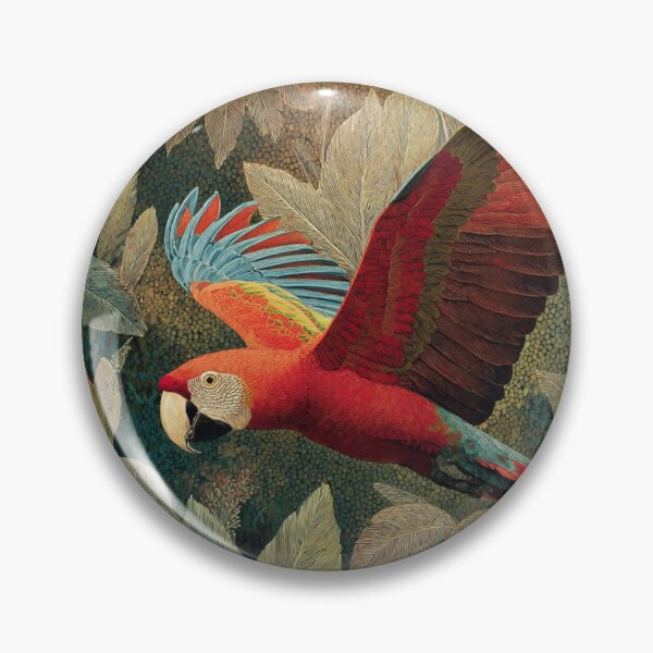 Item preview, A Scarlet Macaw flying through a lush rainforest canopy, Birds in Motion designed and sold by CDC40.