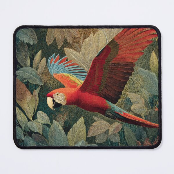 Item preview, A Scarlet Macaw flying through a lush rainforest canopy, Birds in Motion designed and sold by CDC40.