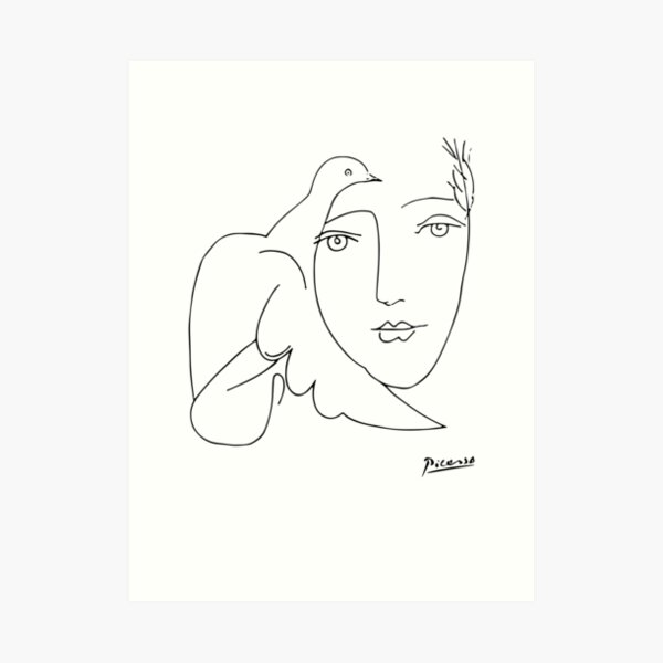Camiseta de Pablo Picasso Peace (Dove and Face), Sketch Artwork Lámina artística