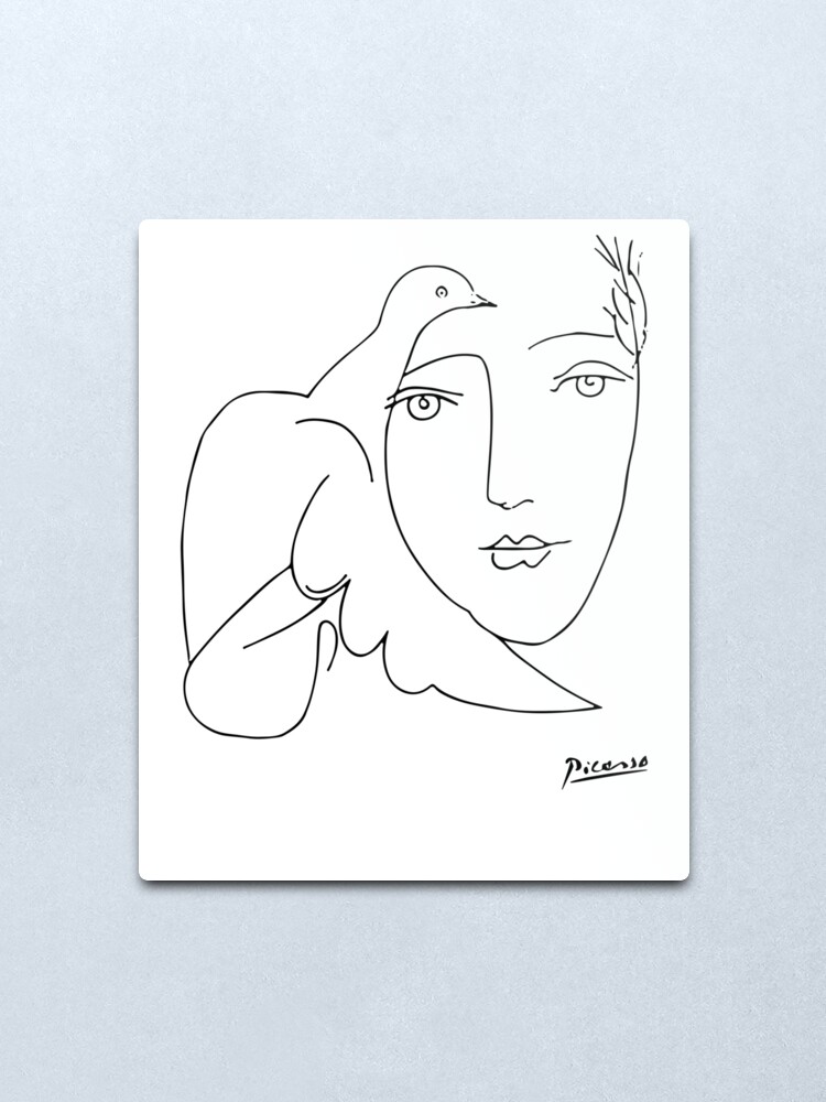Alternate view of Pablo Picasso Peace (Dove and Face) T Shirt, Sketch Artwork Metal Print