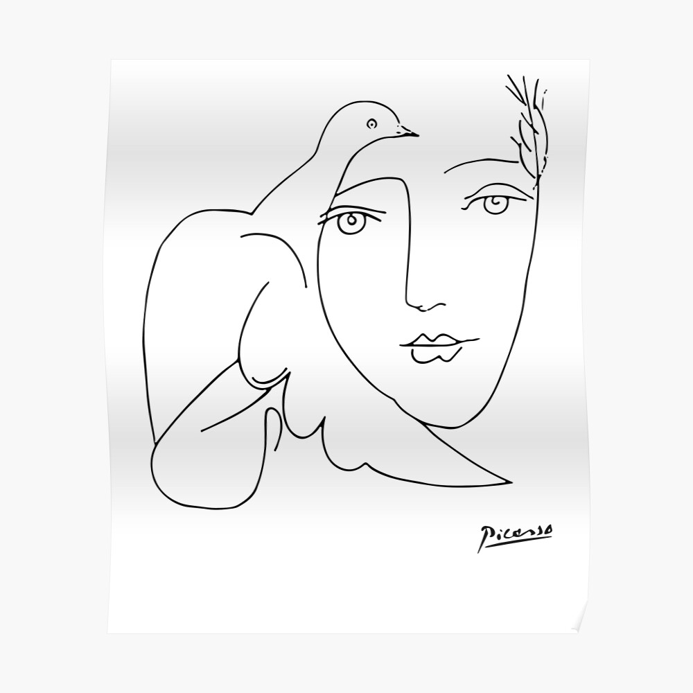 "Pablo Picasso Frieden (Taube und Gesicht) T Shirt, Skizze ...