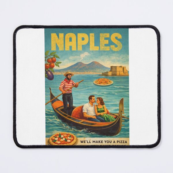 Item preview, Naples Italy Bay of Naples Gondola Scene with Mount Vesuvius and Castel dellOvo on the Gulf of Naples designed and sold by Aryabek.