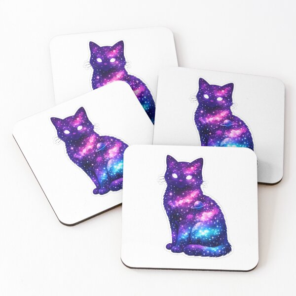 Item preview, Galaxy Cat Cosmic Space Aesthetic – Cute Universe Cat Neon Galaxy Art Sticker designed and sold by ArtWaveStudio8.