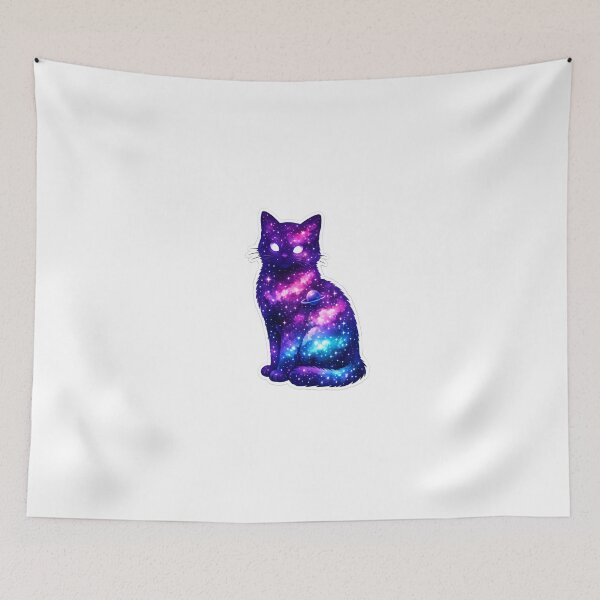 Item preview, Galaxy Cat Cosmic Space Aesthetic – Cute Universe Cat Neon Galaxy Art Sticker designed and sold by ArtWaveStudio8.