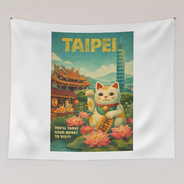 Item preview, Taipei skyline with Taipei 101 and traditional temples in the capital of Taiwan near Xinyi District and Elephant Mountain designed and sold by Aryabek.