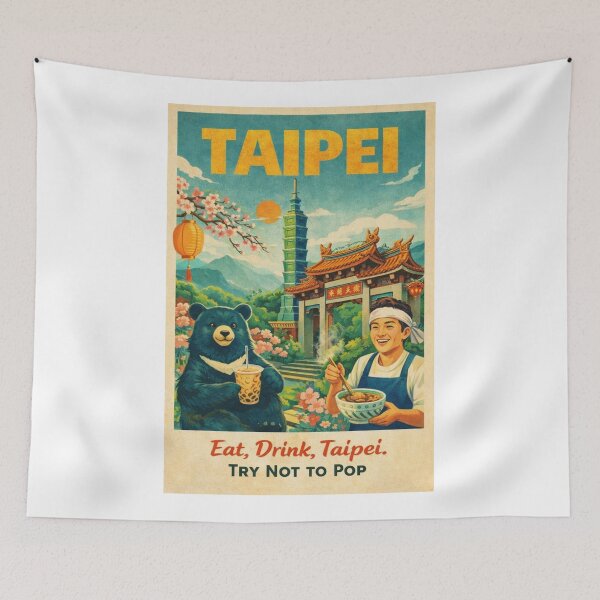 Item preview, Taipei cityscape featuring Taipei 101 near Xinyi District with Yangmingshan and New Taipei City surrounding Taiwan’s capital designed and sold by Aryabek.