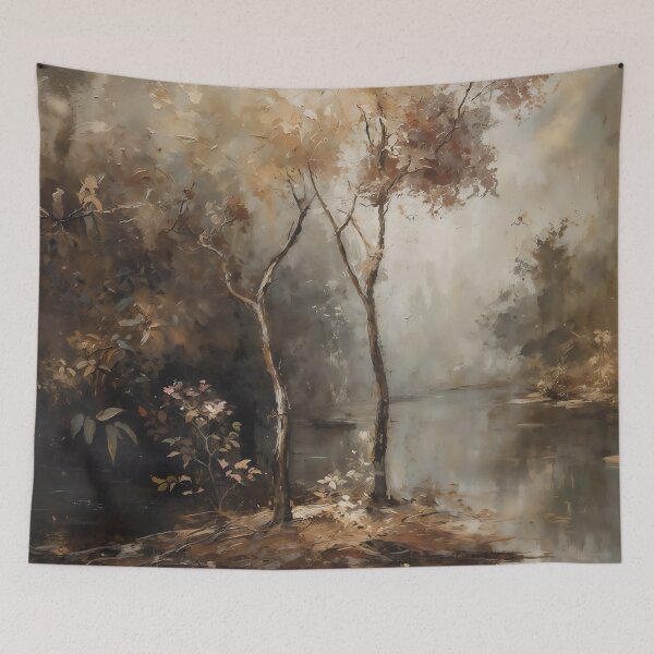 Item preview, Ethereal Lakeside Trees Impressionist Landscape Painting designed and sold by Sergey Sedunov.
