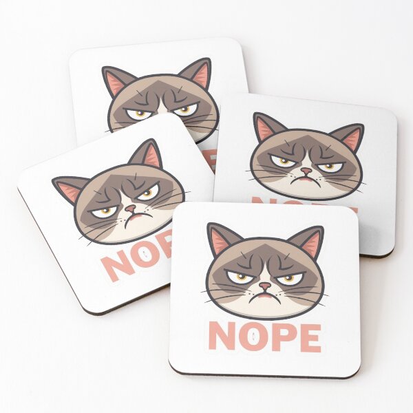 Item preview, Grumpy Cat Nope Funny Cartoon Sticker designed and sold by NeonNerdStudio.