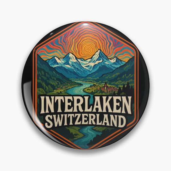 Item preview, Interlaken Switzerland Landscape Psychedelic Travel designed and sold by TomFrontierArt.