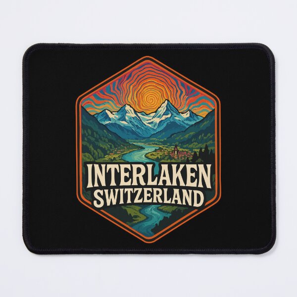 Item preview, Interlaken Switzerland Landscape Psychedelic Travel designed and sold by TomFrontierArt.