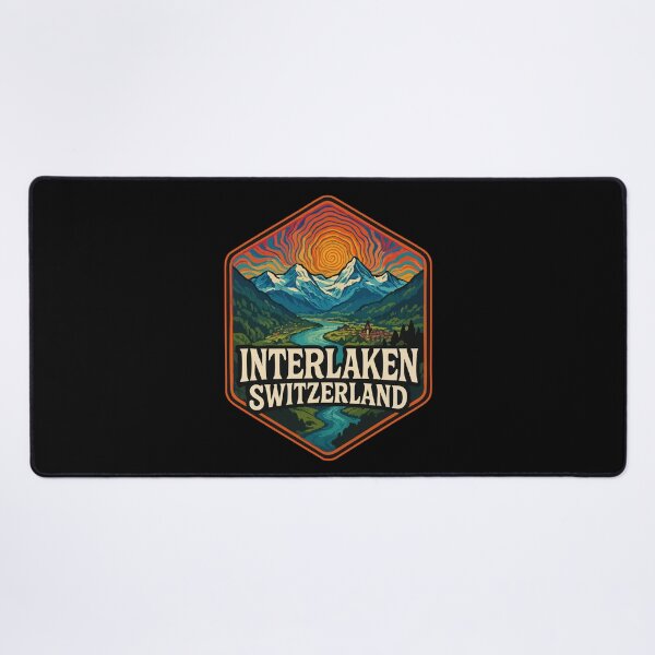 Item preview, Interlaken Switzerland Landscape Psychedelic Travel designed and sold by TomFrontierArt.