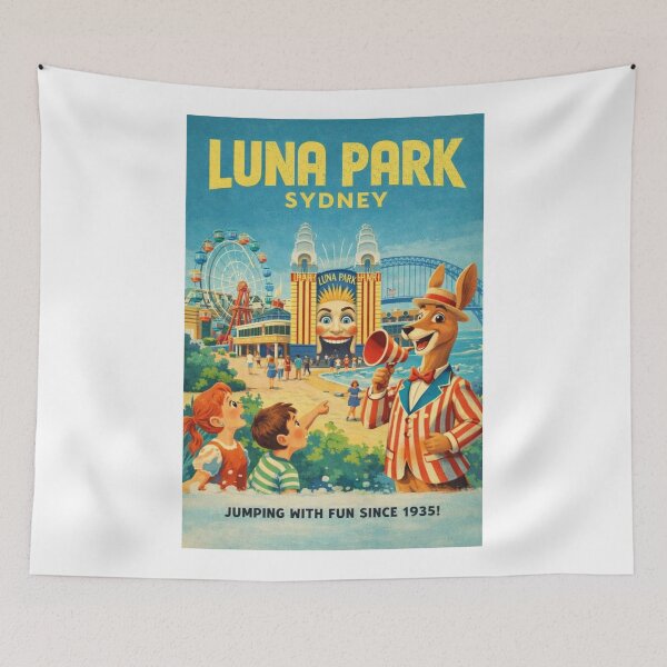 Item preview, Luna Park Sydney and Sydney Harbour Bridge Views from Milsons Point on Sydney Harbour designed and sold by Aryabek.