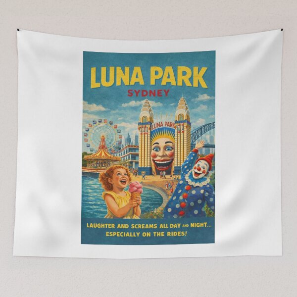 Item preview, Luna Park Sydney and Sydney Harbour Bridge Waterfront at Milsons Point Along Port Jackson in New South Wales designed and sold by Aryabek.