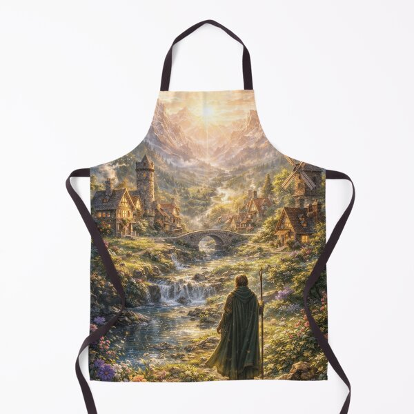 Item preview, Enchanted Mountain Village – Fantasy Landscape Sunrise designed and sold by DrizzyV.