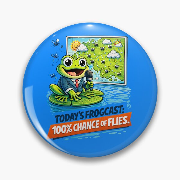 Item preview, Funny Frog Weather Reporter – Flies Forecast Cartoon Illustration designed and sold by LineLoo.