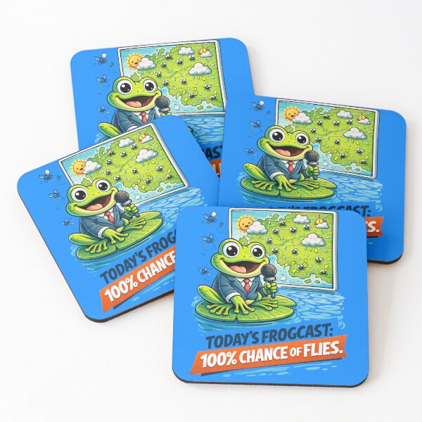 Item preview, Funny Frog Weather Reporter – Flies Forecast Cartoon Illustration designed and sold by LineLoo.
