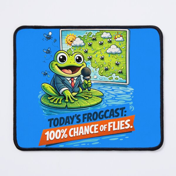 Item preview, Funny Frog Weather Reporter – Flies Forecast Cartoon Illustration designed and sold by LineLoo.