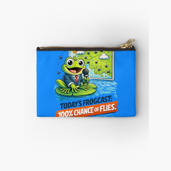 Item preview, Funny Frog Weather Reporter – Flies Forecast Cartoon Illustration designed and sold by LineLoo.