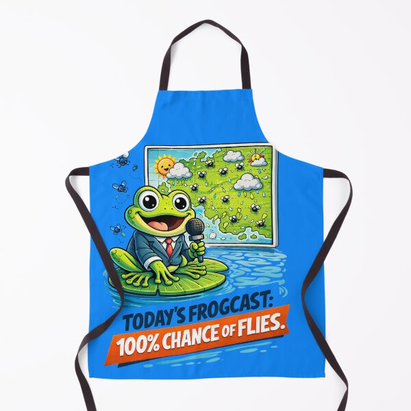 Item preview, Funny Frog Weather Reporter – Flies Forecast Cartoon Illustration designed and sold by LineLoo.