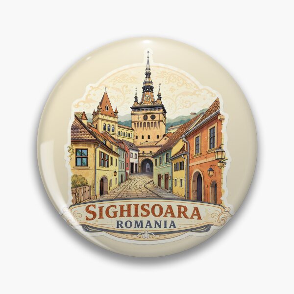 Item preview, Sighișoara, Romania Medieval Old Town Illustration designed and sold by Alice Cristalis.
