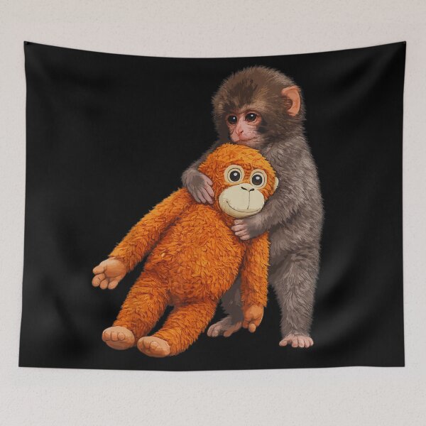 Item preview, Cute Baby Monkey Hugging Plush Toy Adorable Animal Design designed and sold by River Silva.