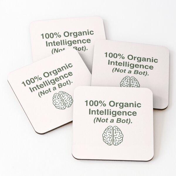 Item preview, 100% Organic Intelligence Not a Bot - Funny Anti-AI Quote Art designed and sold by SylwiaPrint.