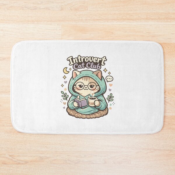 Item preview, Introvert Cat Club Cute Kawaii Cat Reading Coffee Lover Hoodie Cat Sticker designed and sold by ArtWaveStudio8.