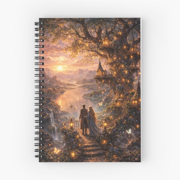 Item preview, Treehouse Kingdom – Magical Fantasy Village Sunset designed and sold by DrizzyV.