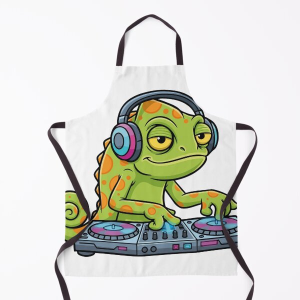 Item preview, Chameleon DJ Turntables Music Mascot Cartoon designed and sold by PixelStudioBe.