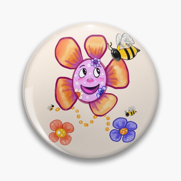 Item preview, Retro Smiley Flower & Happy Bee – 70s Floral Good Vibes Design designed and sold by Artonmytee.