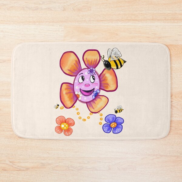 Item preview, Retro Smiley Flower & Happy Bee – 70s Floral Good Vibes Design designed and sold by Artonmytee.