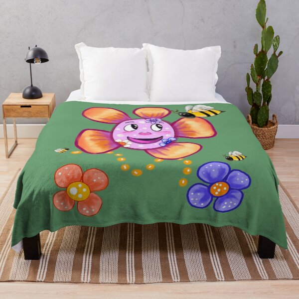 Item preview, Retro Smiley Flower & Happy Bee – 70s Floral Good Vibes Design designed and sold by Artonmytee.
