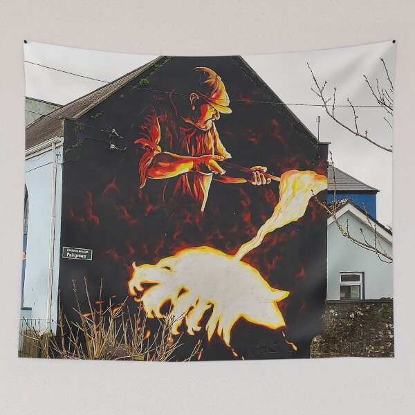 Item preview, Fire Wolf Forged by Blacksmith – Fantasy Street Art Mura designed and sold by ivon55.