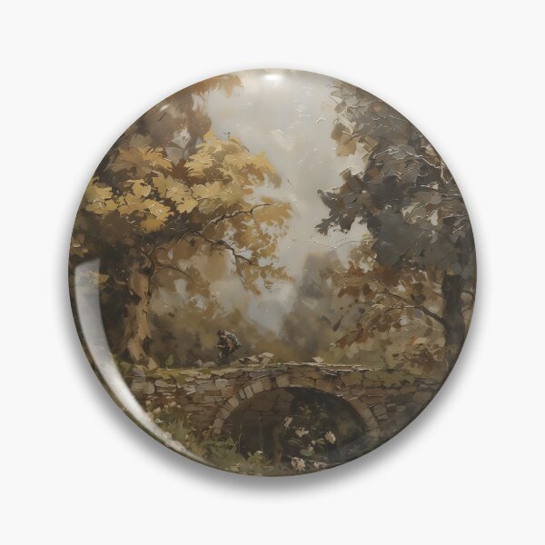 Item preview, Vintage Summer Landscape with Stone Bridge Painting designed and sold by Sergey Sedunov.
