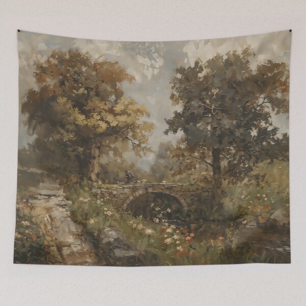 Item preview, Vintage Summer Landscape with Stone Bridge Painting designed and sold by Sergey Sedunov.