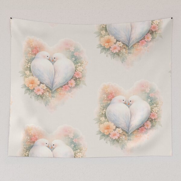 Item preview, Romantic White Doves Heart – Watercolor Love Birds Floral Design designed and sold by blankTeeShirt.