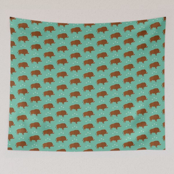 Item preview, Wild boars on blue designed and sold by reneesillus.