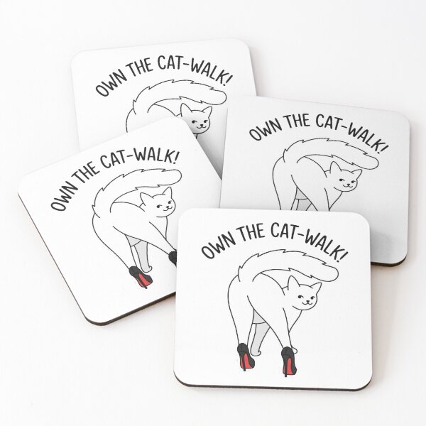 Item preview, Own The Cat-Walk – Funny White Cat Fashion Pun | Cat in High Heels designed and sold by aiqdelicia.