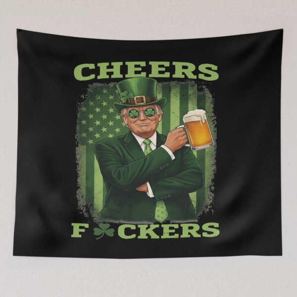 Item preview, Cheers Fckers Funny St Patricks Day Drinking Meme Shirt designed and sold by Daisy Grimes.