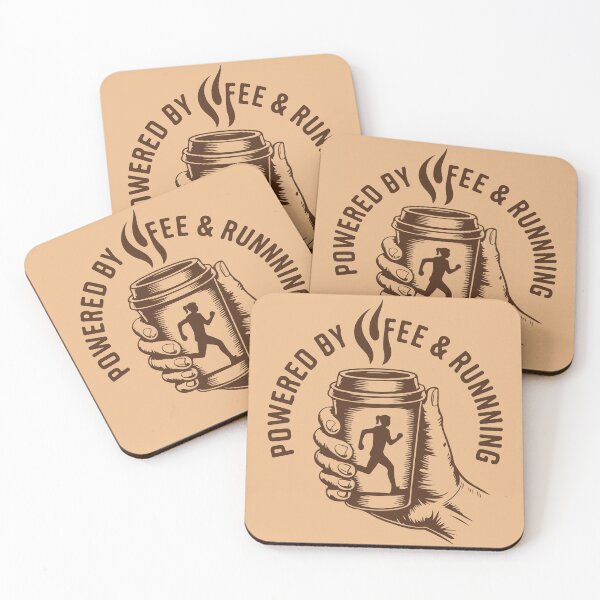 Item preview, Powered By Coffee and Running Funny Fitness Motivation Art designed and sold by PixelWaveBD.