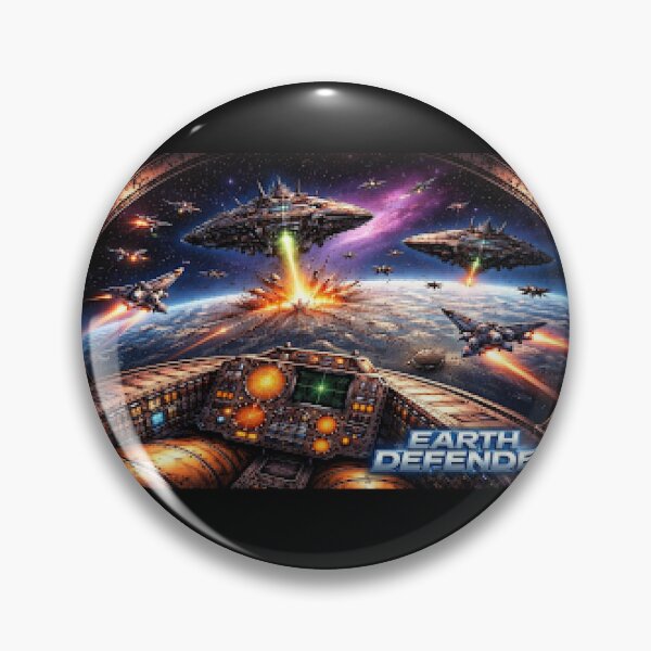 Item preview, Pixelated Earth Defender (UFO Descender) designed and sold by NubesDesignCH.
