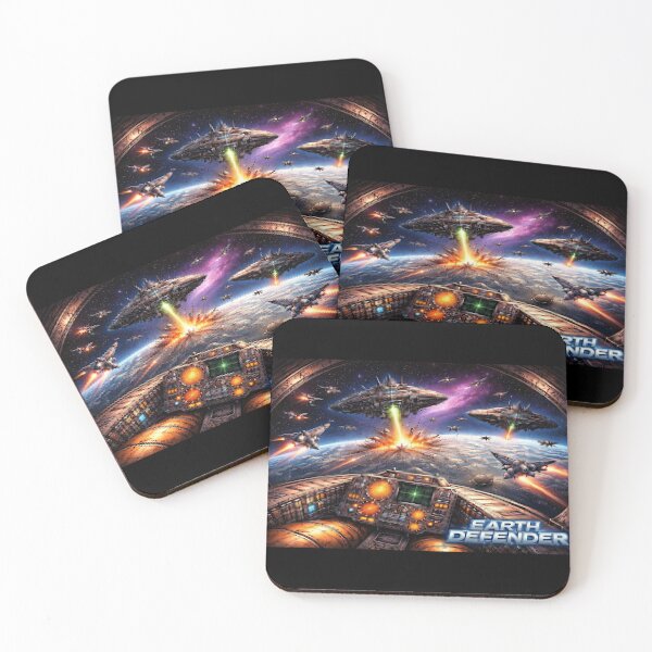 Item preview, Pixelated Earth Defender (UFO Descender) designed and sold by NubesDesignCH.