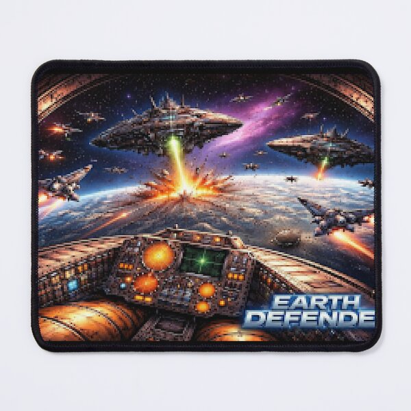 Item preview, Pixelated Earth Defender (UFO Descender) designed and sold by NubesDesignCH.