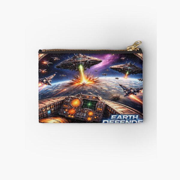 Item preview, Pixelated Earth Defender (UFO Descender) designed and sold by NubesDesignCH.