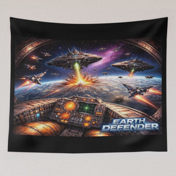 Item preview, Pixelated Earth Defender (UFO Descender) designed and sold by NubesDesignCH.